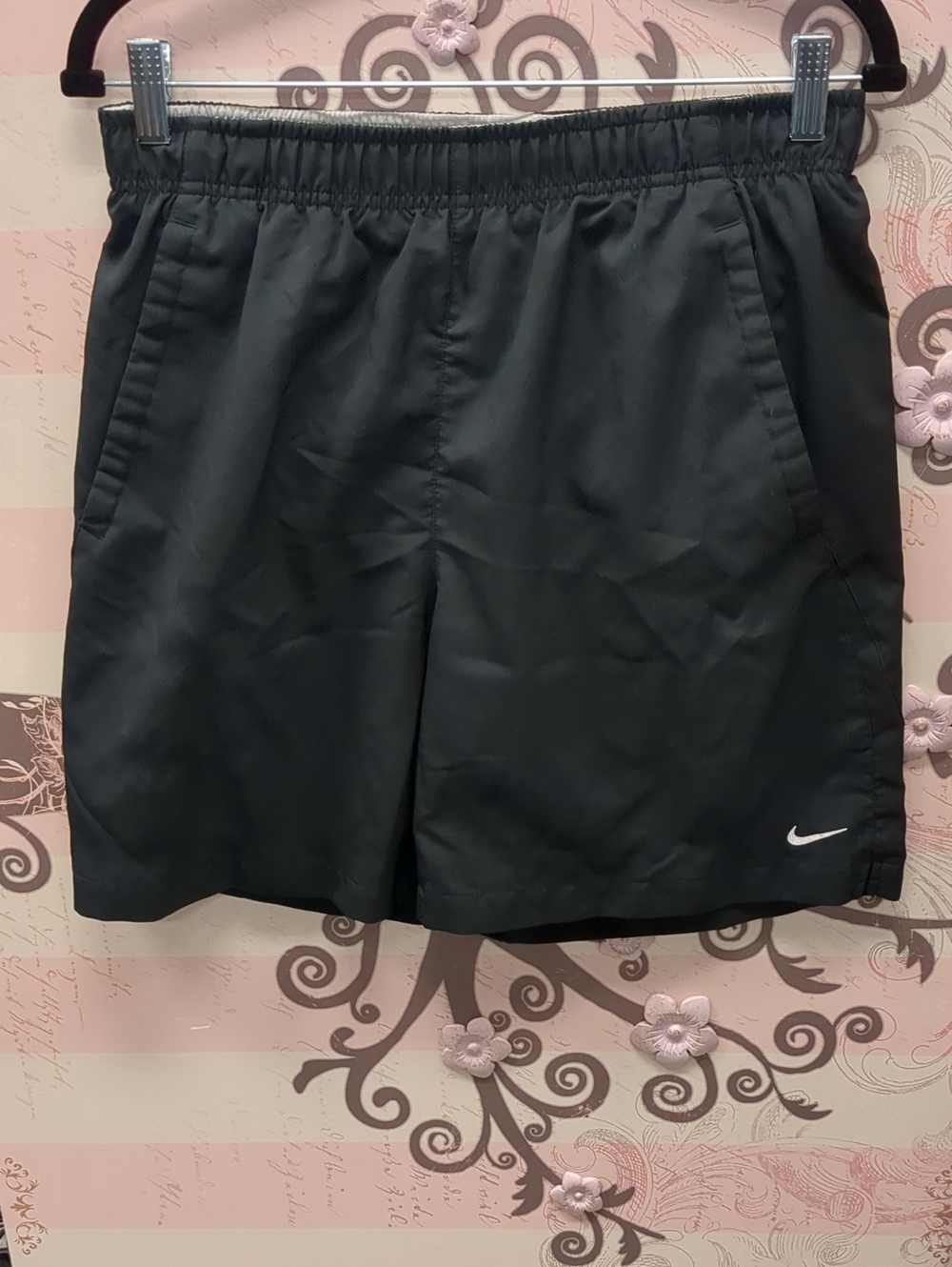 Nike Black Athletic Shorts with White Swoosh